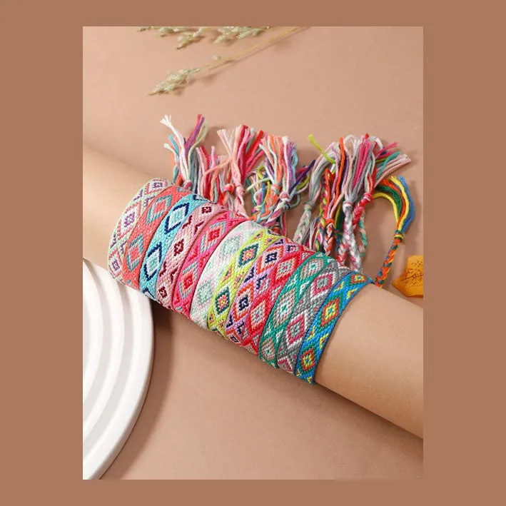 1 Braided Bracelet Bohemian Style Geometric Embroidery