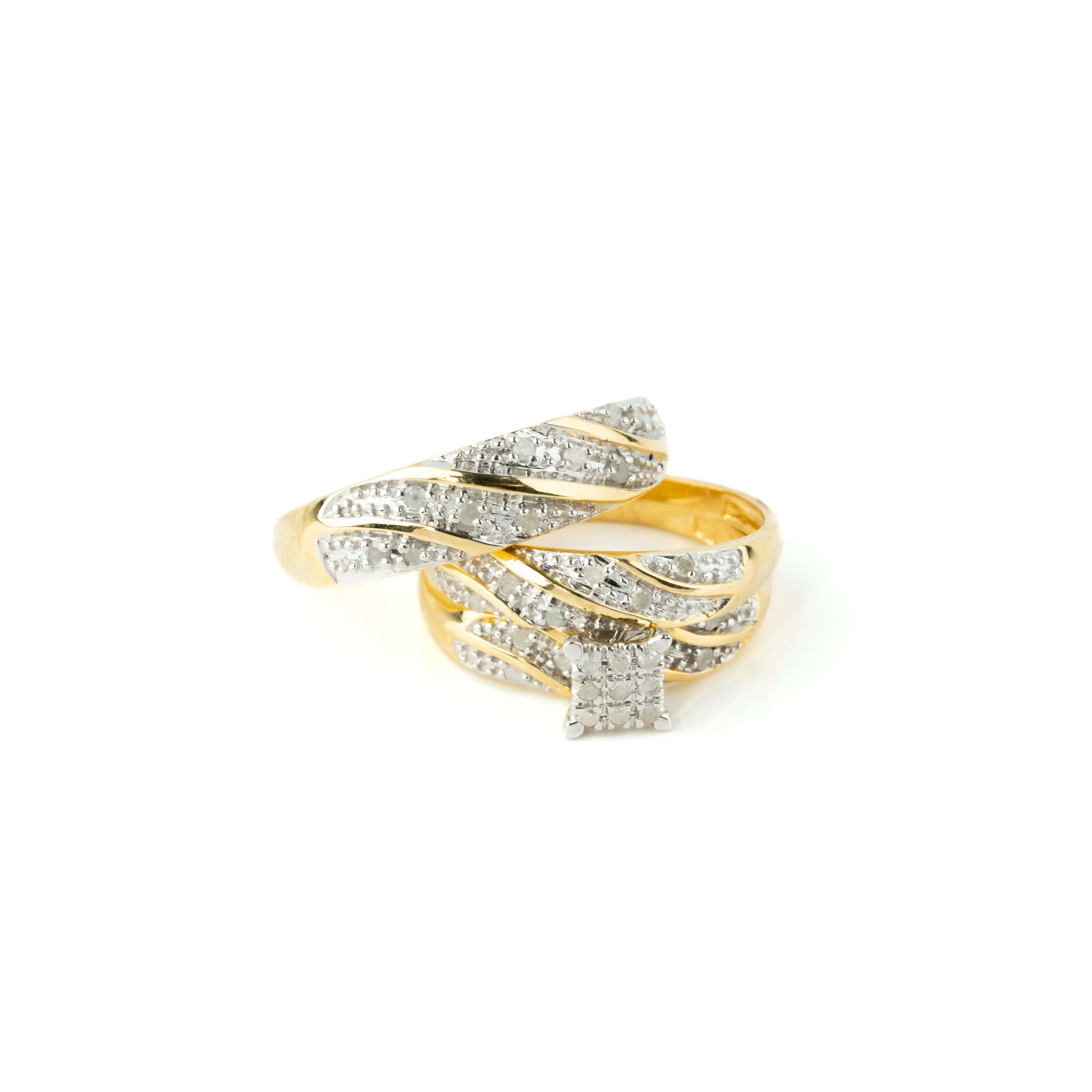 1/3 CTW 10k Yellow Gold Wedding Trio Set