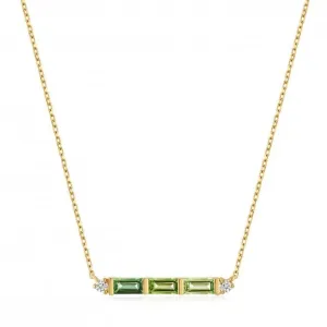 14ct Gold Tourmaline And White Sapphire Bar Necklace NAU005-02YG