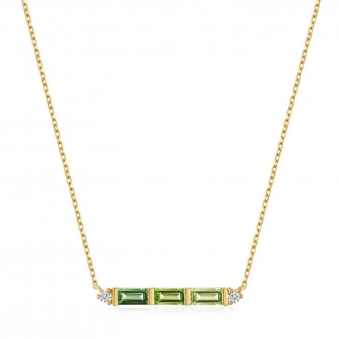 14ct Gold Tourmaline And White Sapphire Bar Necklace NAU005-02YG