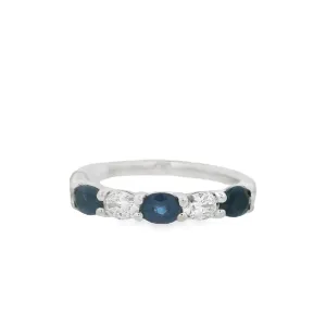 14K White Gold 0.33ct Diamond and Sapphire Anniversary Women's Wedding Band