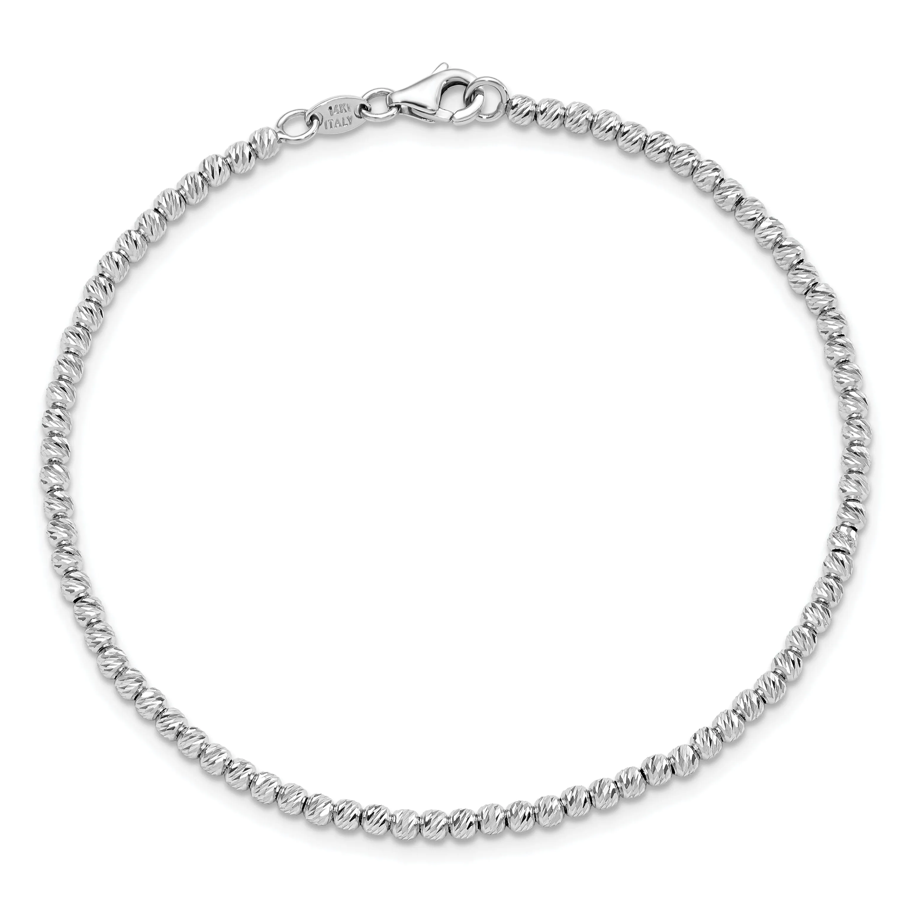 14k White Gold D.C Beaded Bracelet