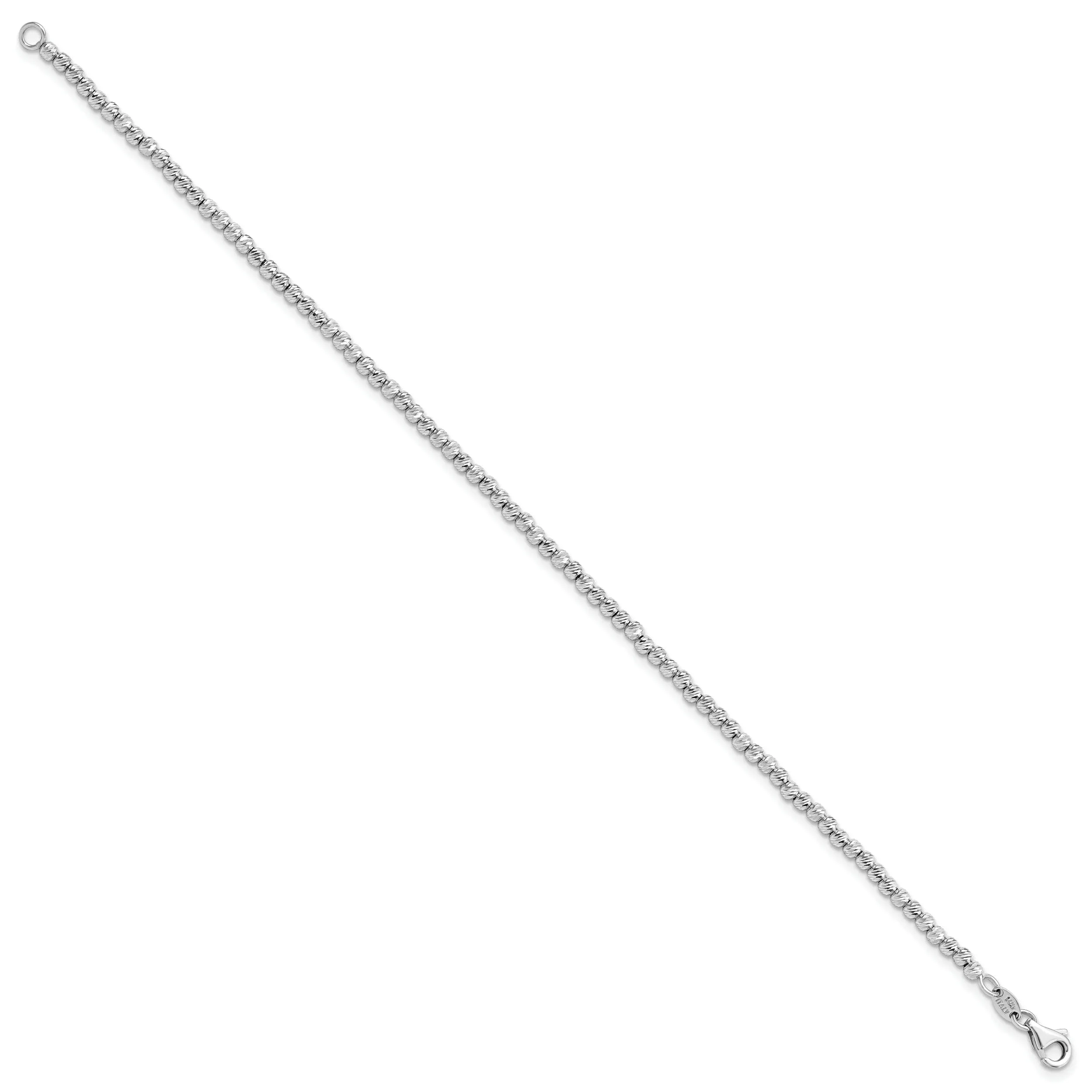 14k White Gold D.C Beaded Bracelet