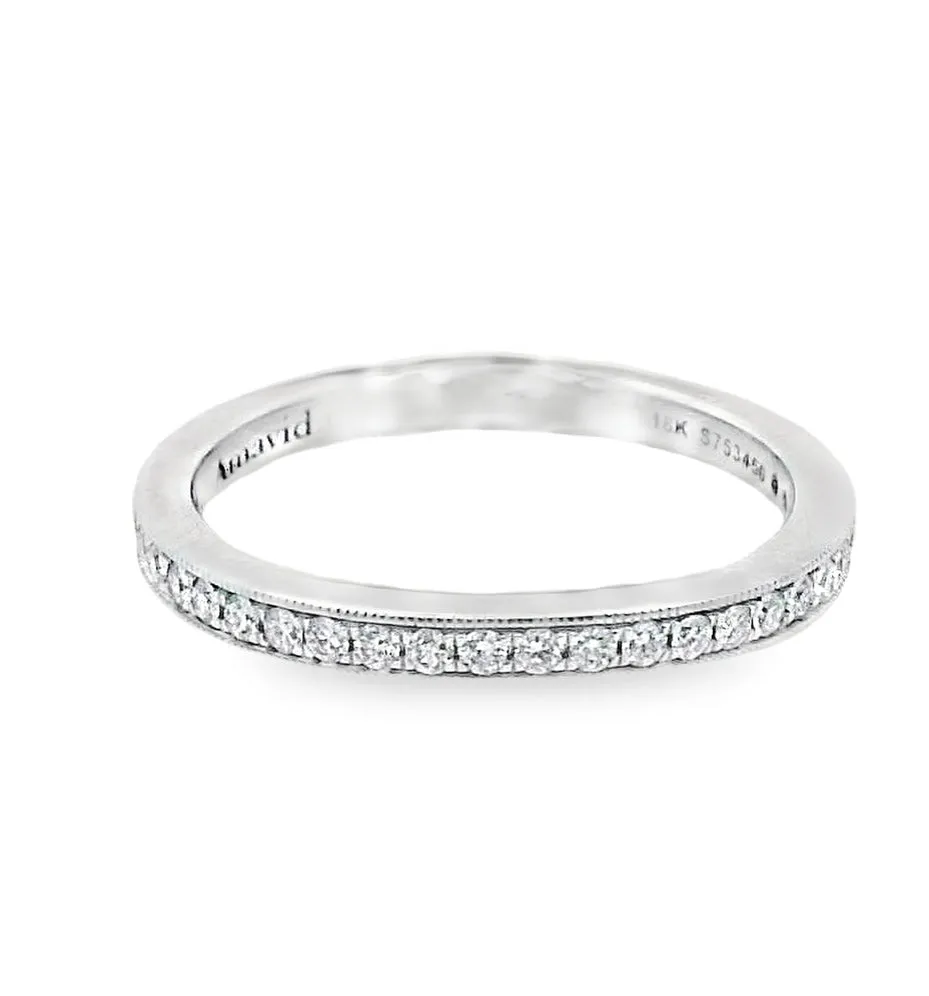 18K White Gold 0.25ct Diamond Milgrain Women's Wedding Band