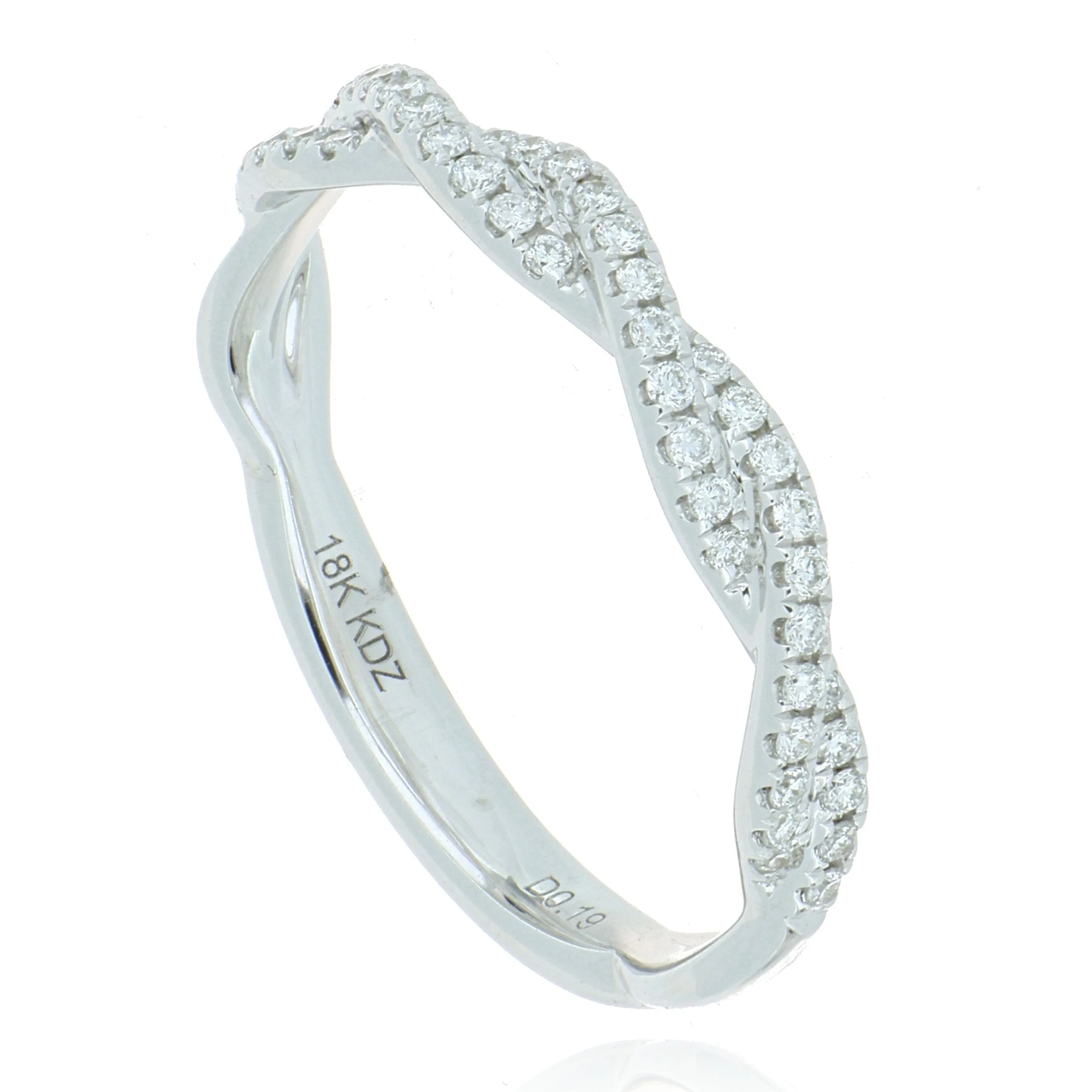 18k White Gold Twisted Diamond Band