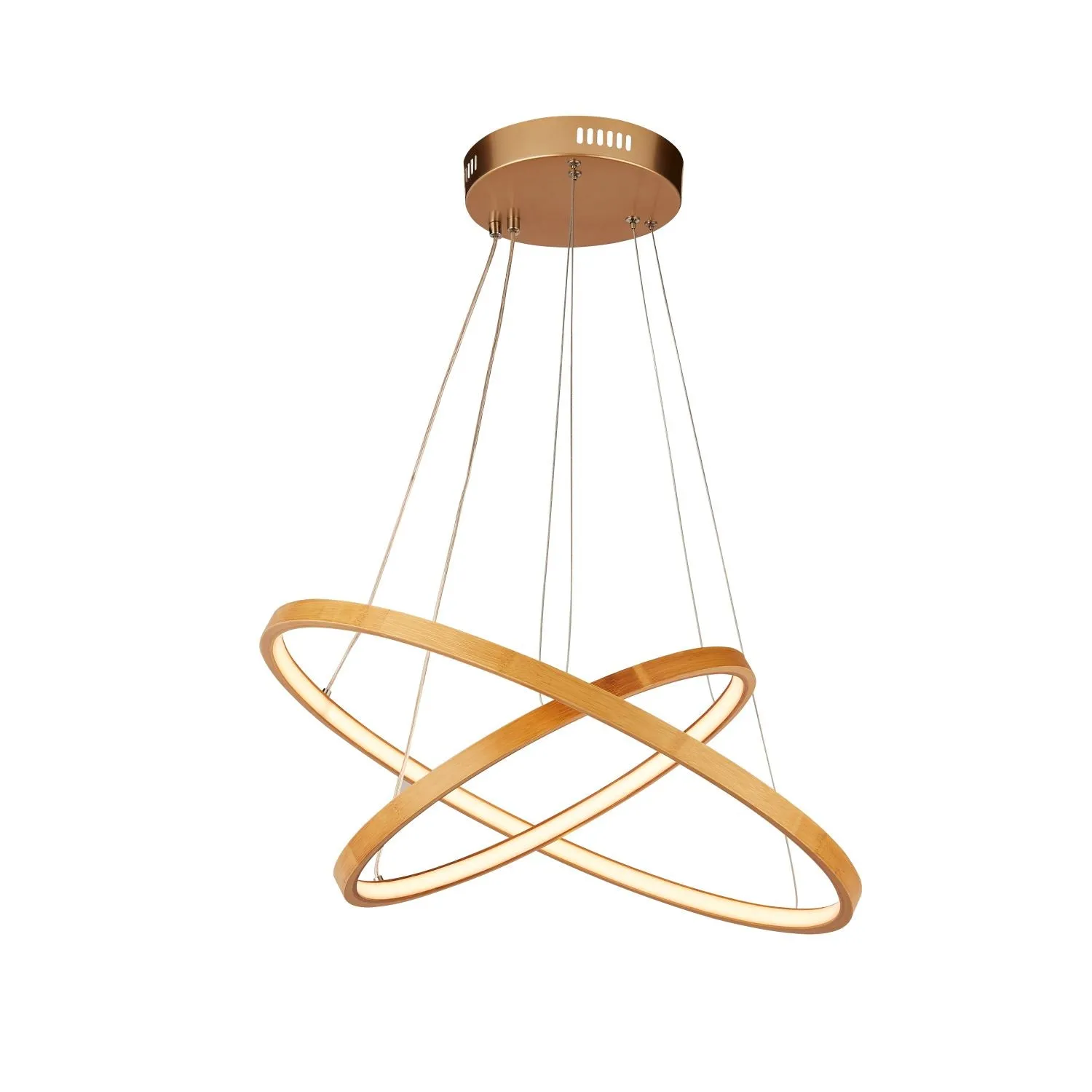 2 Wooden Ring LED Pendant Ceiling Light