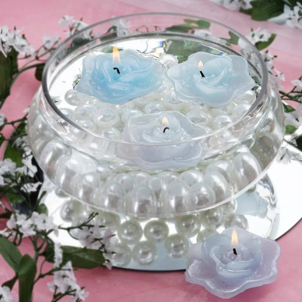 4 PCS Blue Rose Floating Candles Wedding Birthday Party Centerpiece Decor