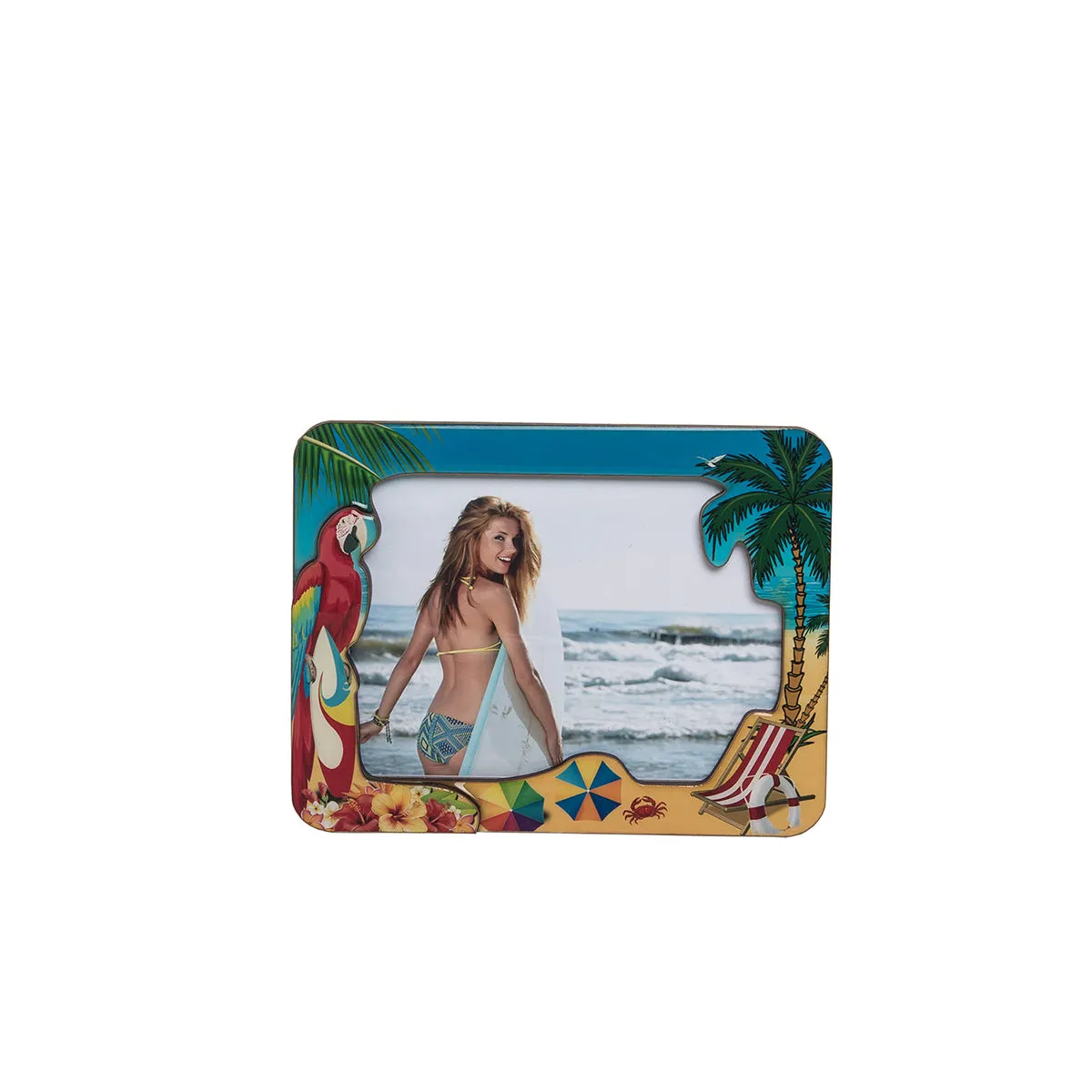 5 in. x 7 in. Polyresin Parrot Beach Picture Frame