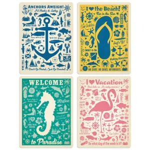 Beach Vacation Vinyl Sticker Set of 4