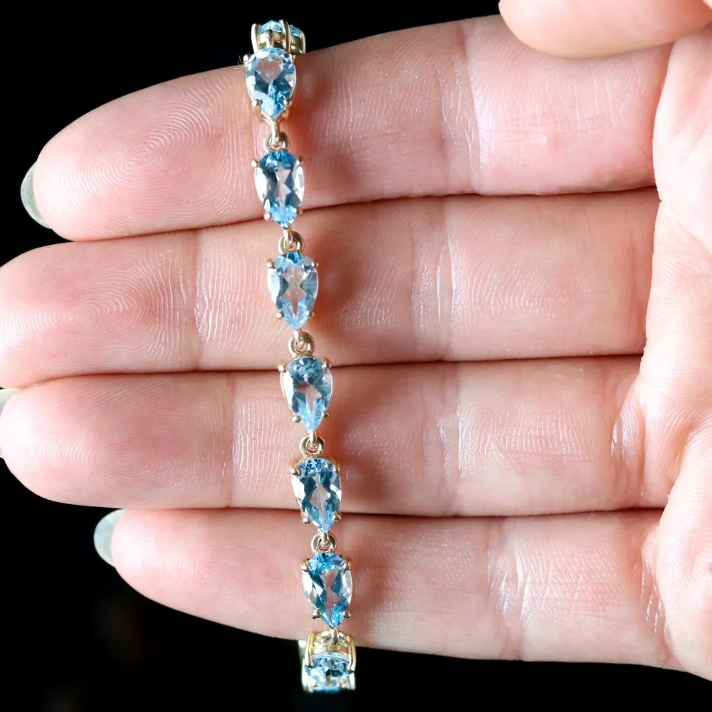 Blue Topaz Bracelet 9Ct Gold Bracelet