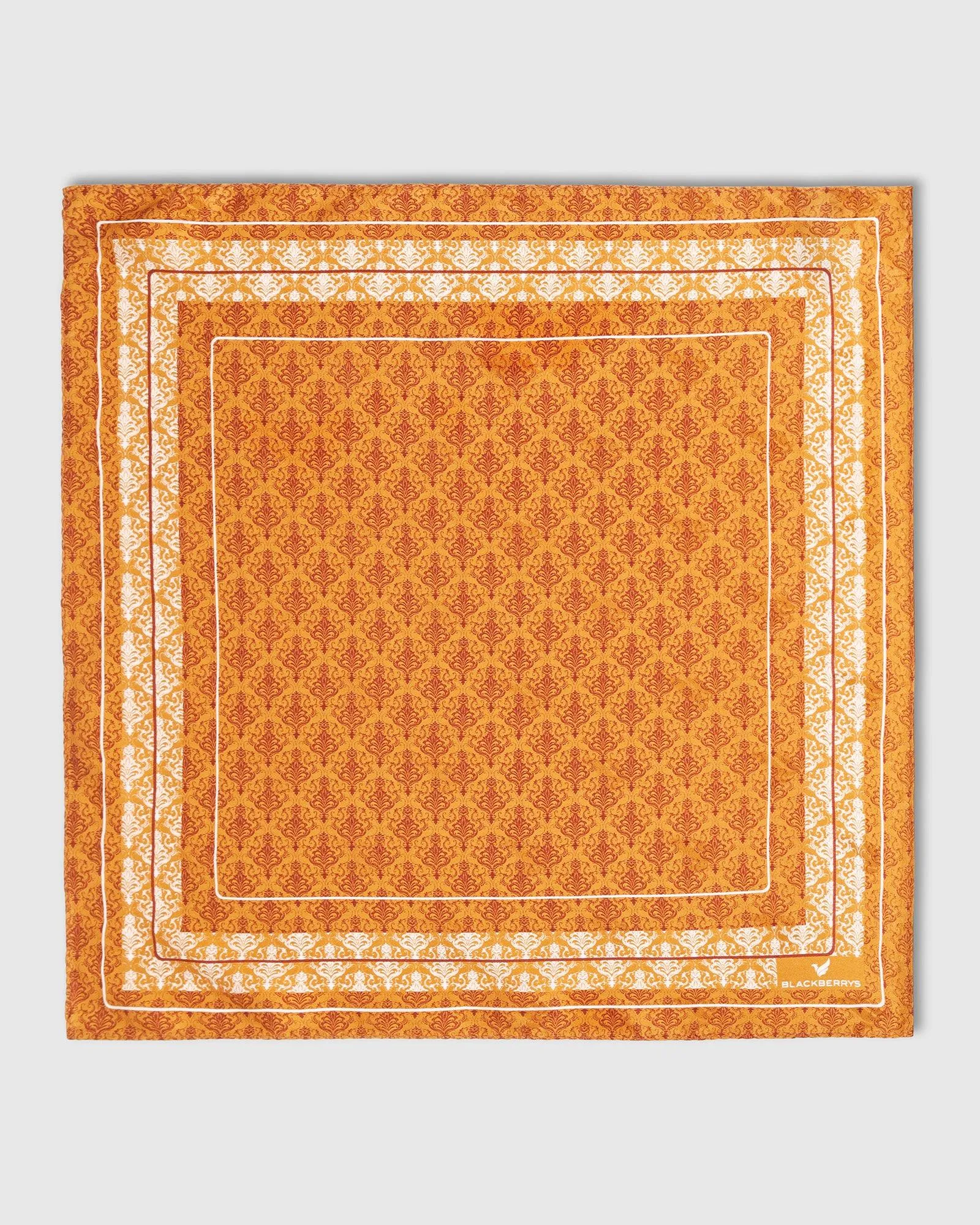 Boxed Combo Printed Tie And Pocket Square In Rust Orange - Tashi