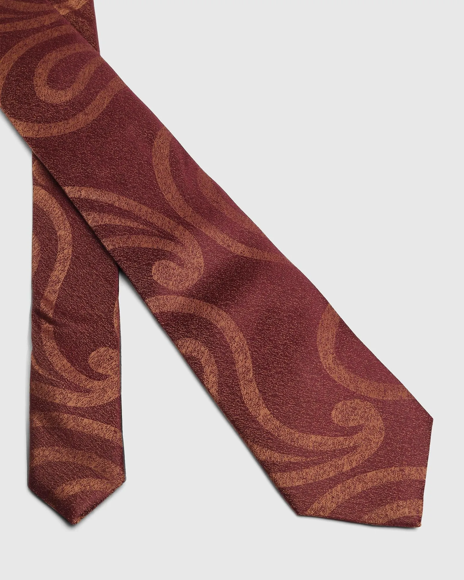 Boxed Combo Printed Tie And Pocket Square In Rust Orange - Tashi