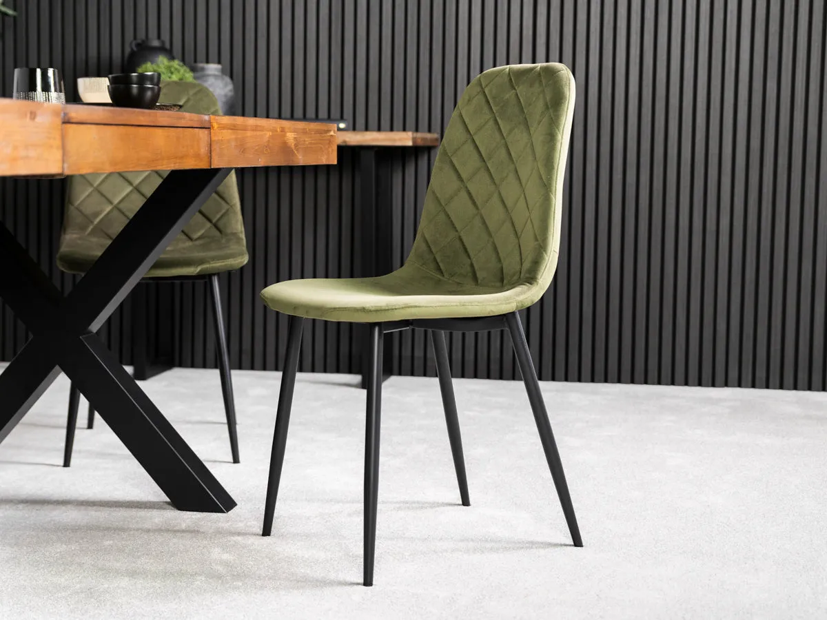 Brooklyn Light Extendable Cross Leg Dining Table (140cm - 180cm) & Alston Dining Chairs