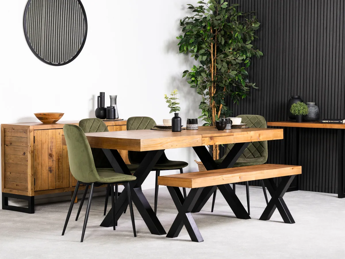 Brooklyn Light Extendable Cross Leg Dining Table (140cm - 180cm) & Alston Dining Chairs