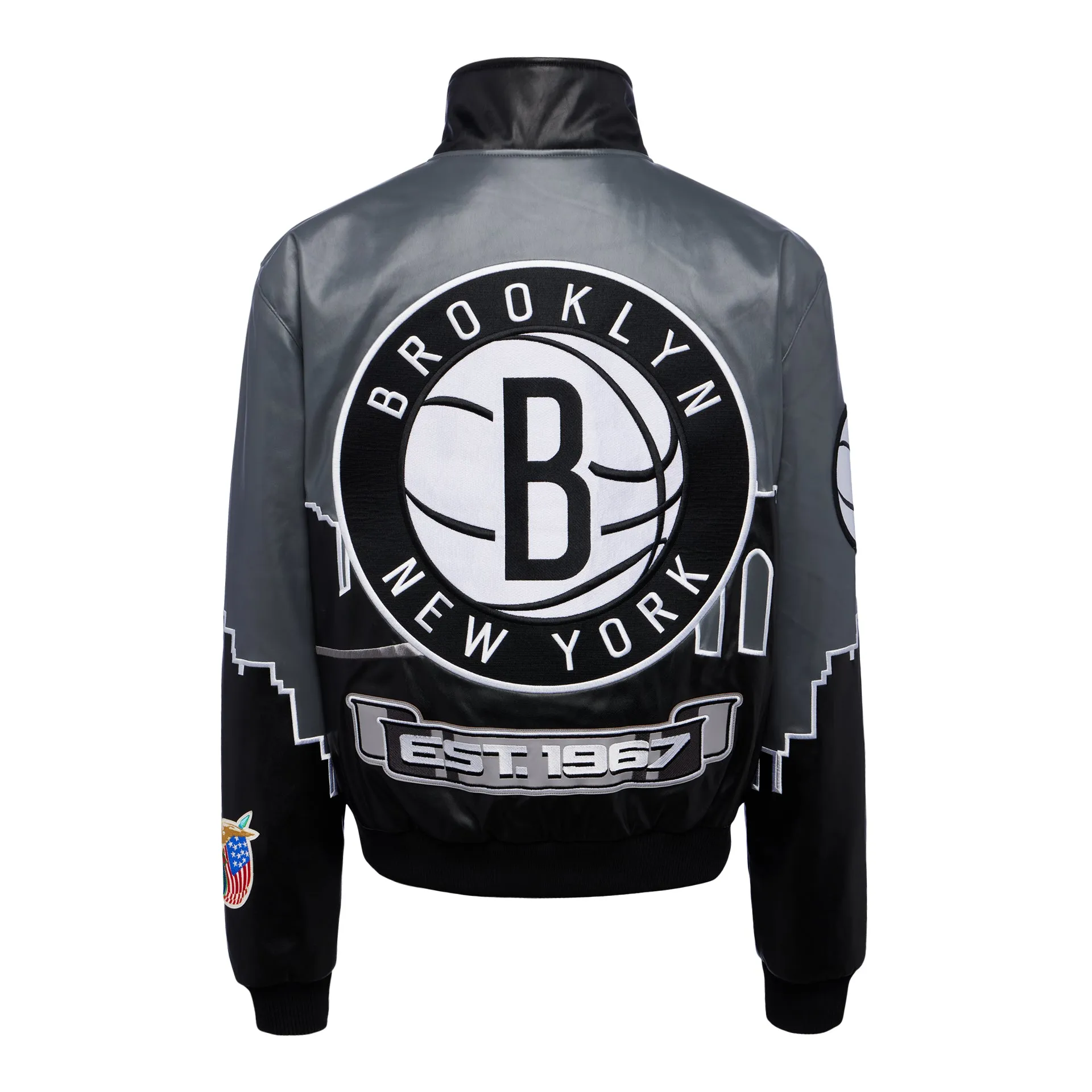 BROOKLYN NETS SKYLINE VEGAN LEATHER JACKET