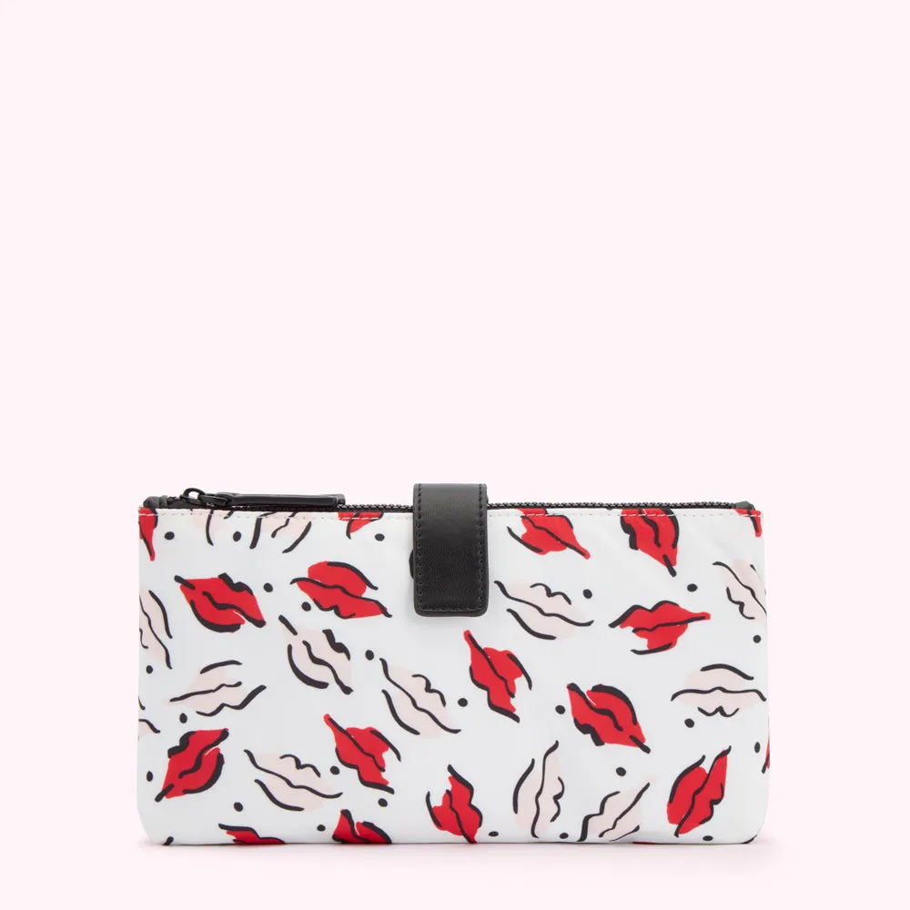 CHALK HANDPAINTED LIP PRINT DOUBLE MAKEUP BAG