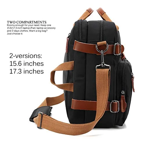 Convertible Backpack Messenger Bag - Shoulder Laptop Case