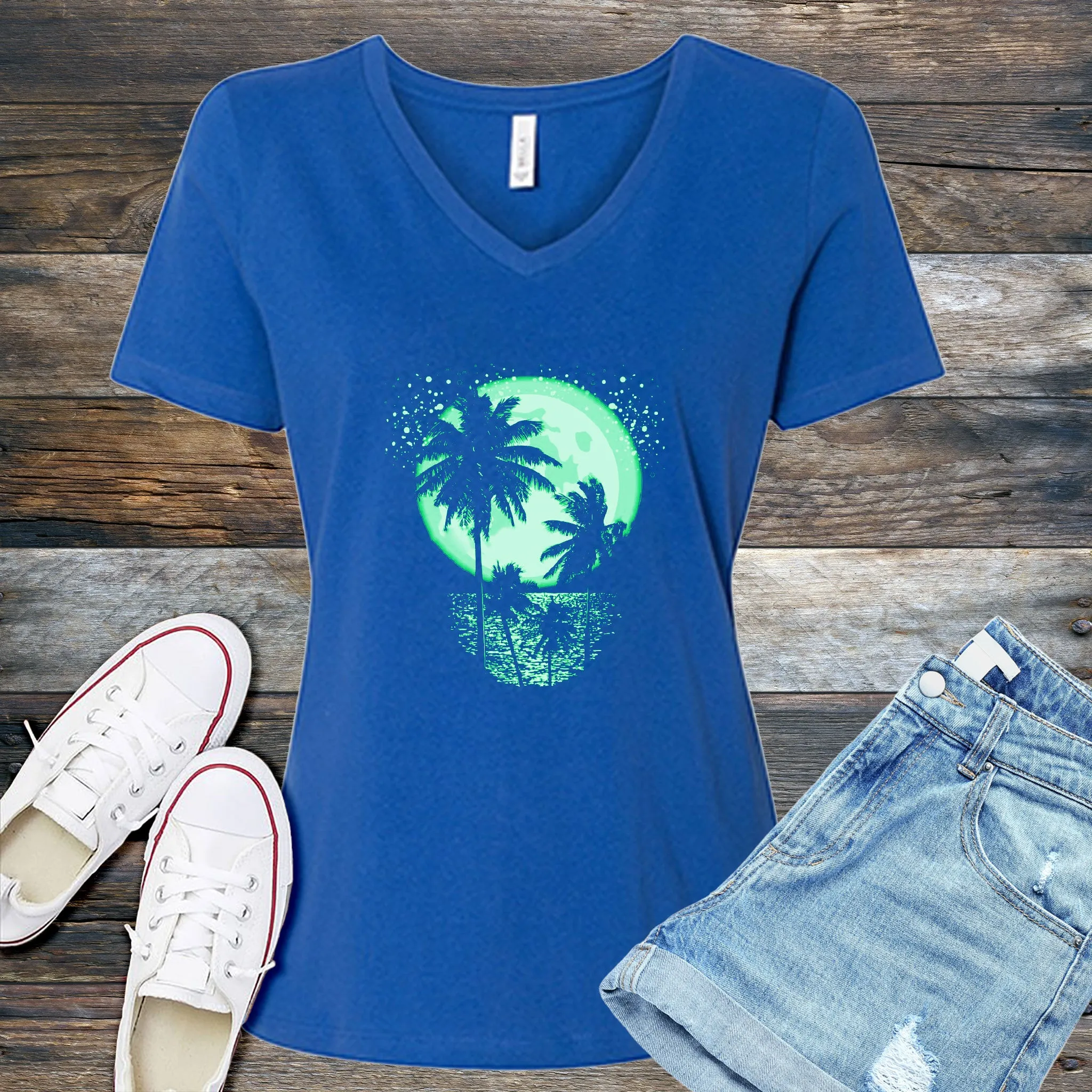 Cosmic Palm Tree V-Neck