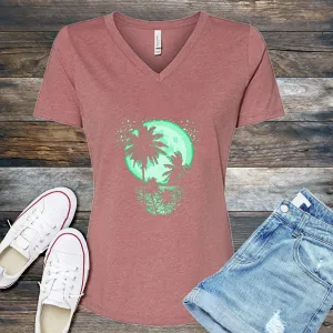 Cosmic Palm Tree V-Neck