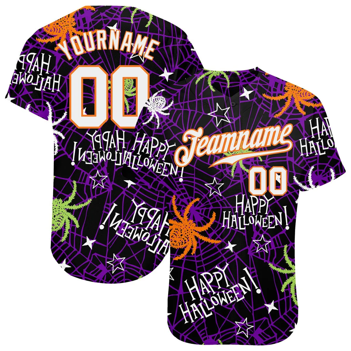 Custom 3D Pattern Happy Halloween Spiders Baseball Jersey, Gift for Halloween, Family, Friends