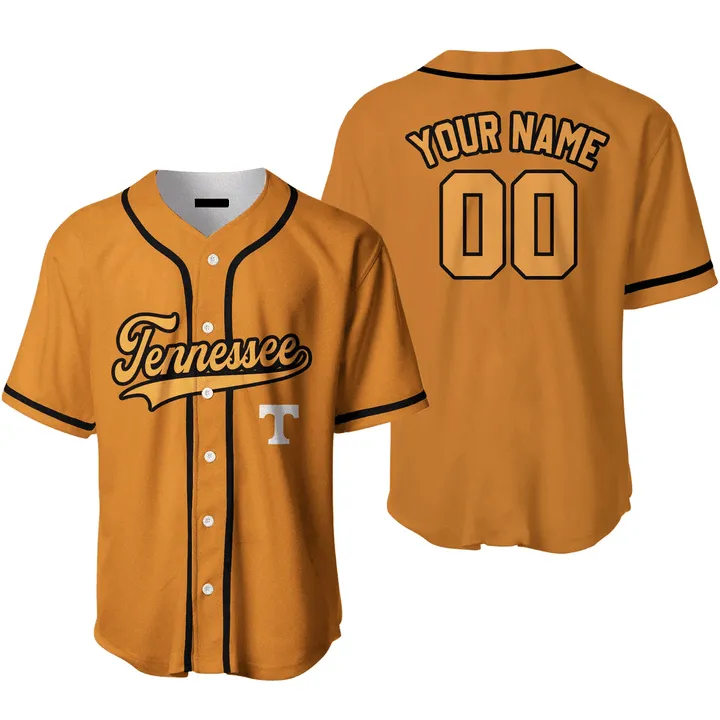 Custom Name Baseball Jerseys Tennessee Yellow Black, Idea Gift for Men & Women