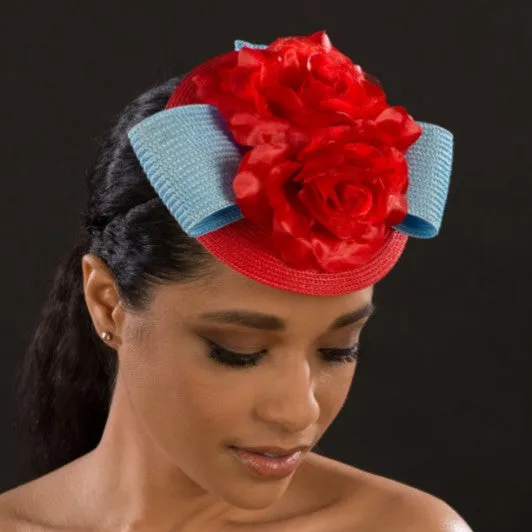 F6034-Red and blue fascinator for women