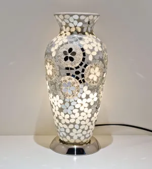 Febland Art Decor Flower Vase Lamp, Silver/White