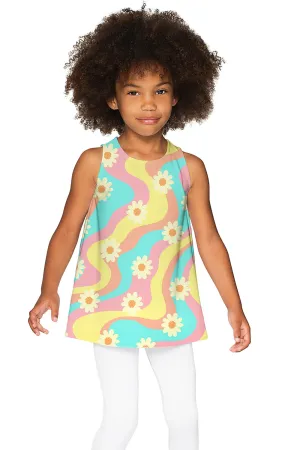 Festival Girl Emily Yellow Floral Print Sleeveless Dressy Top - Girls