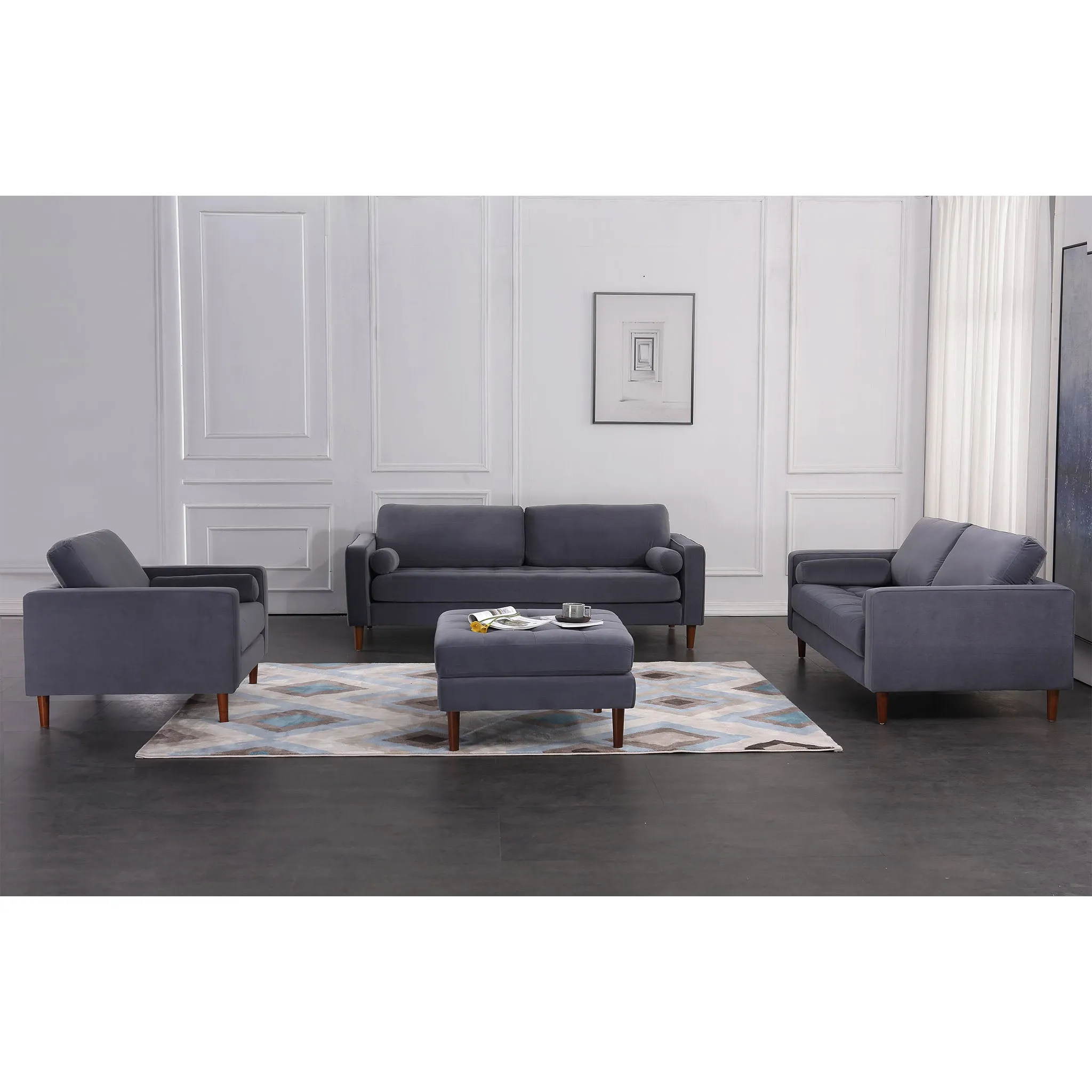 Frederick Modern Contemporary Velvet Loveseat