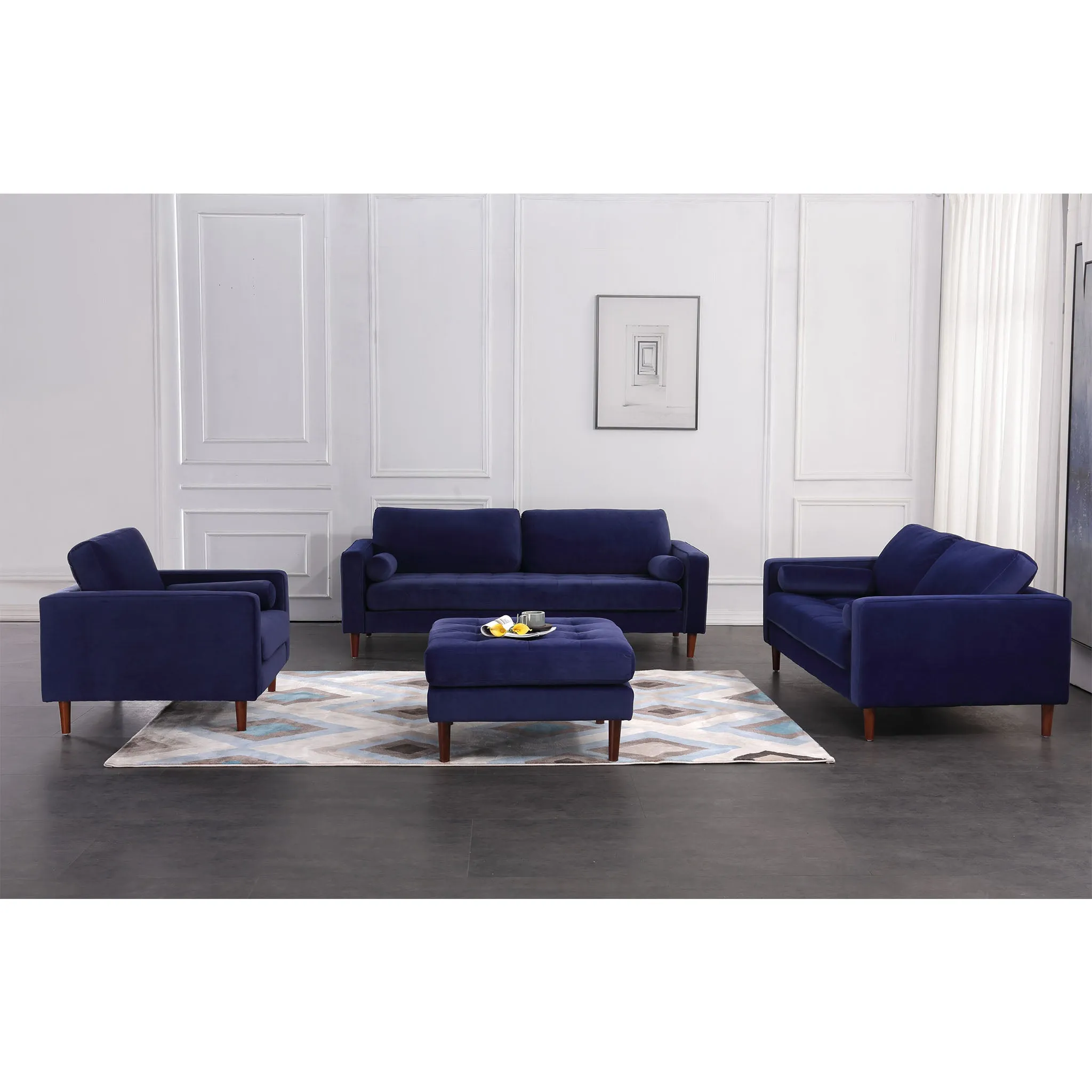 Frederick Modern Contemporary Velvet Loveseat