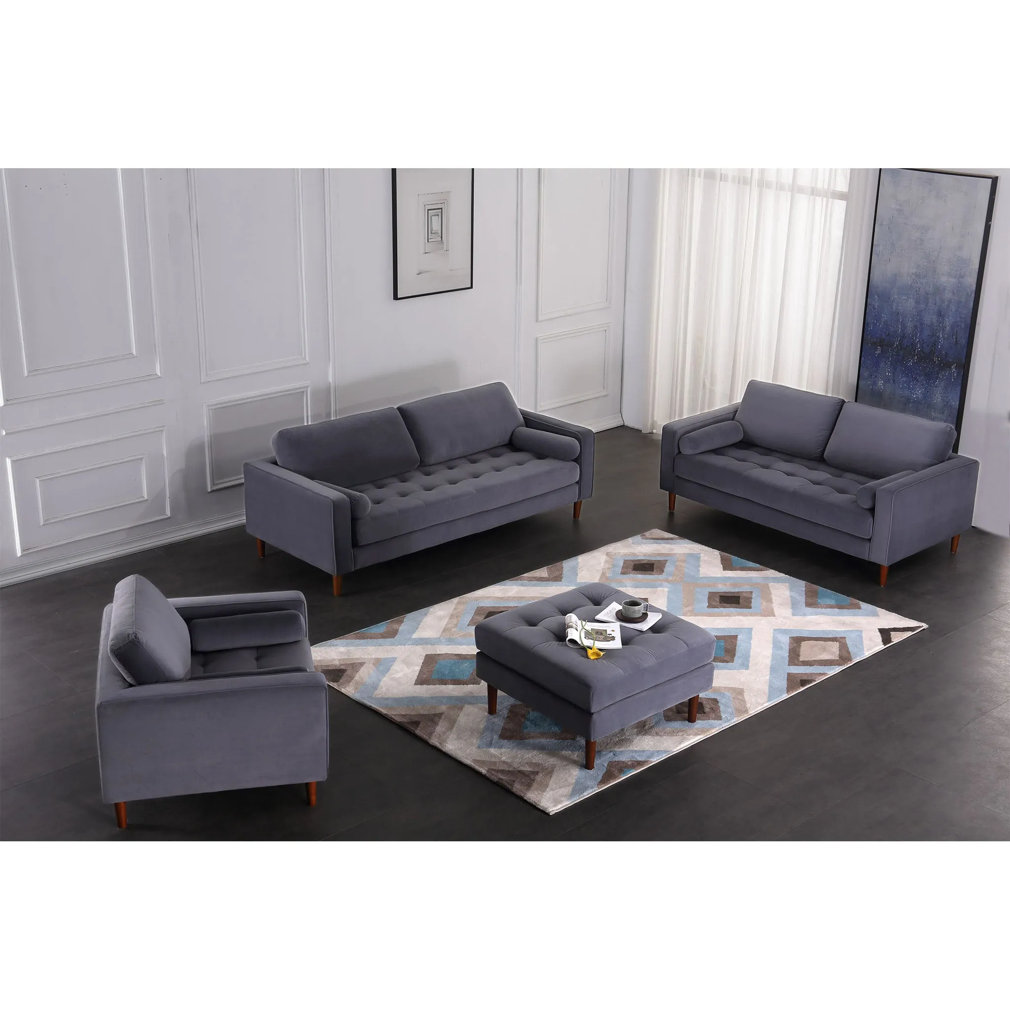 Frederick Modern Contemporary Velvet Loveseat