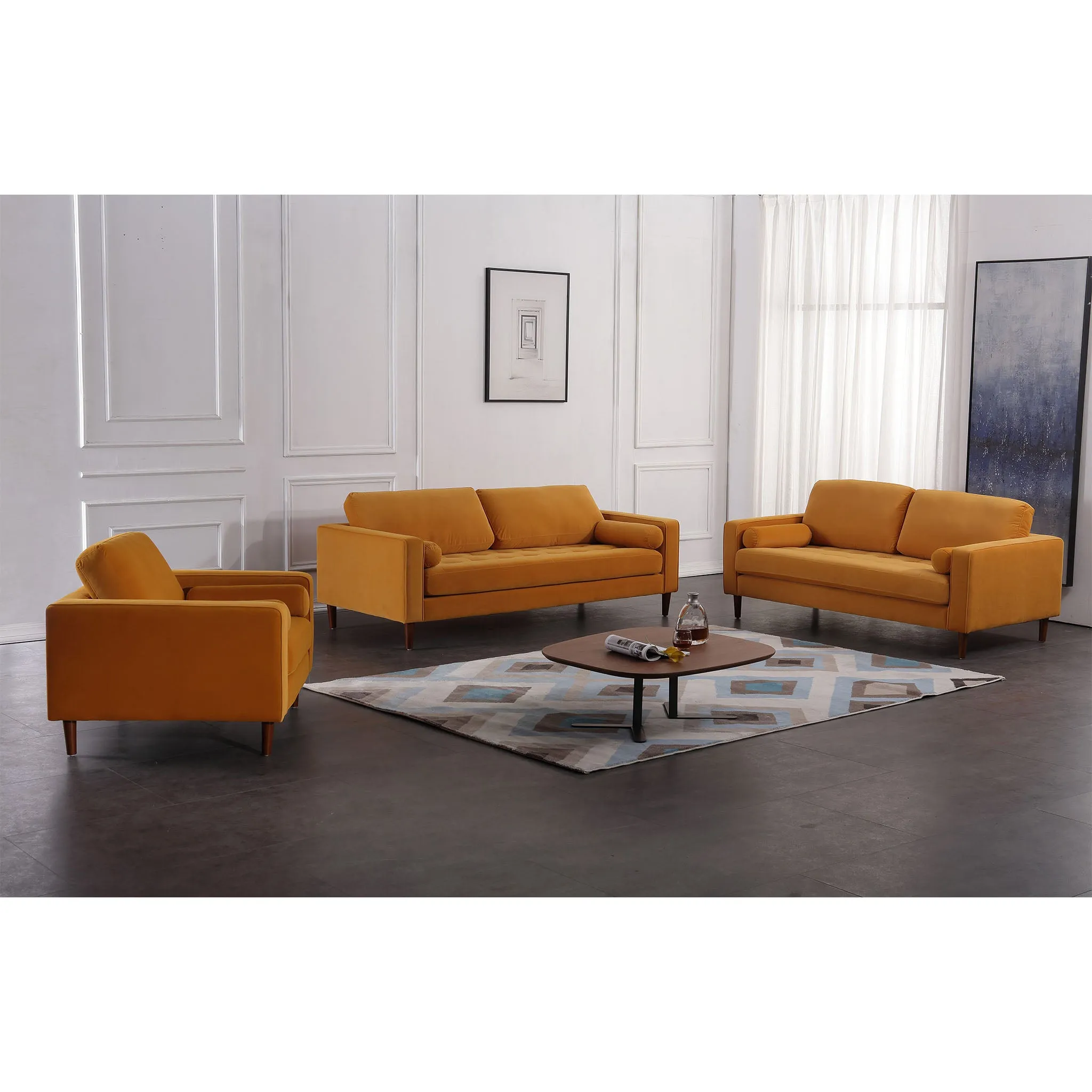 Frederick Modern Contemporary Velvet Loveseat