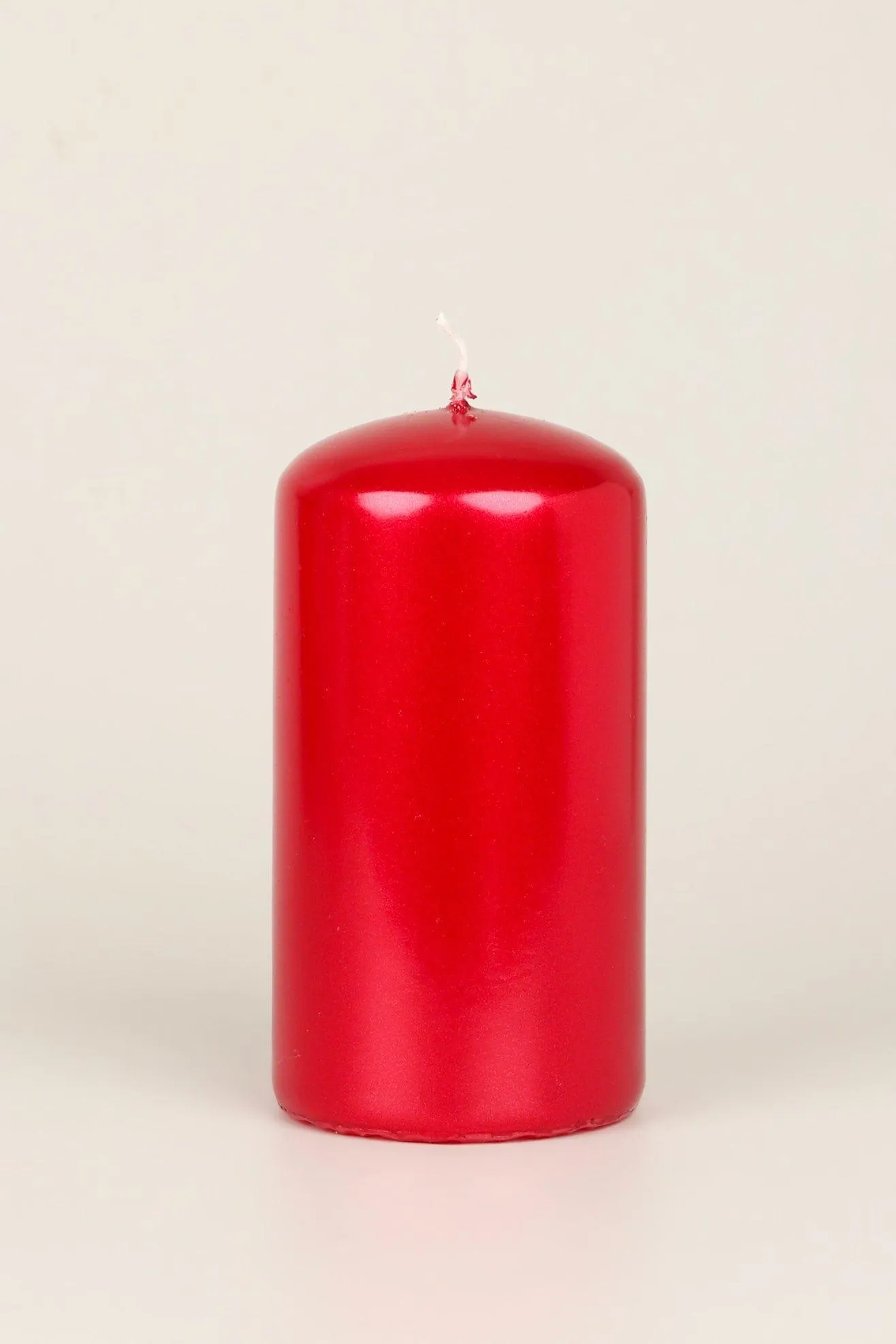 Grace Scarlet Red Varnished Shimmer Metallic Shine Pillar Candle