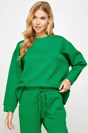 Green Textured Sweatshirt