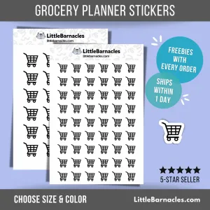 Grocery Cart Sticker Mini Grocery Sticker Shopping Reminder Label Grocery Shopping Sticker Calendar or Journal