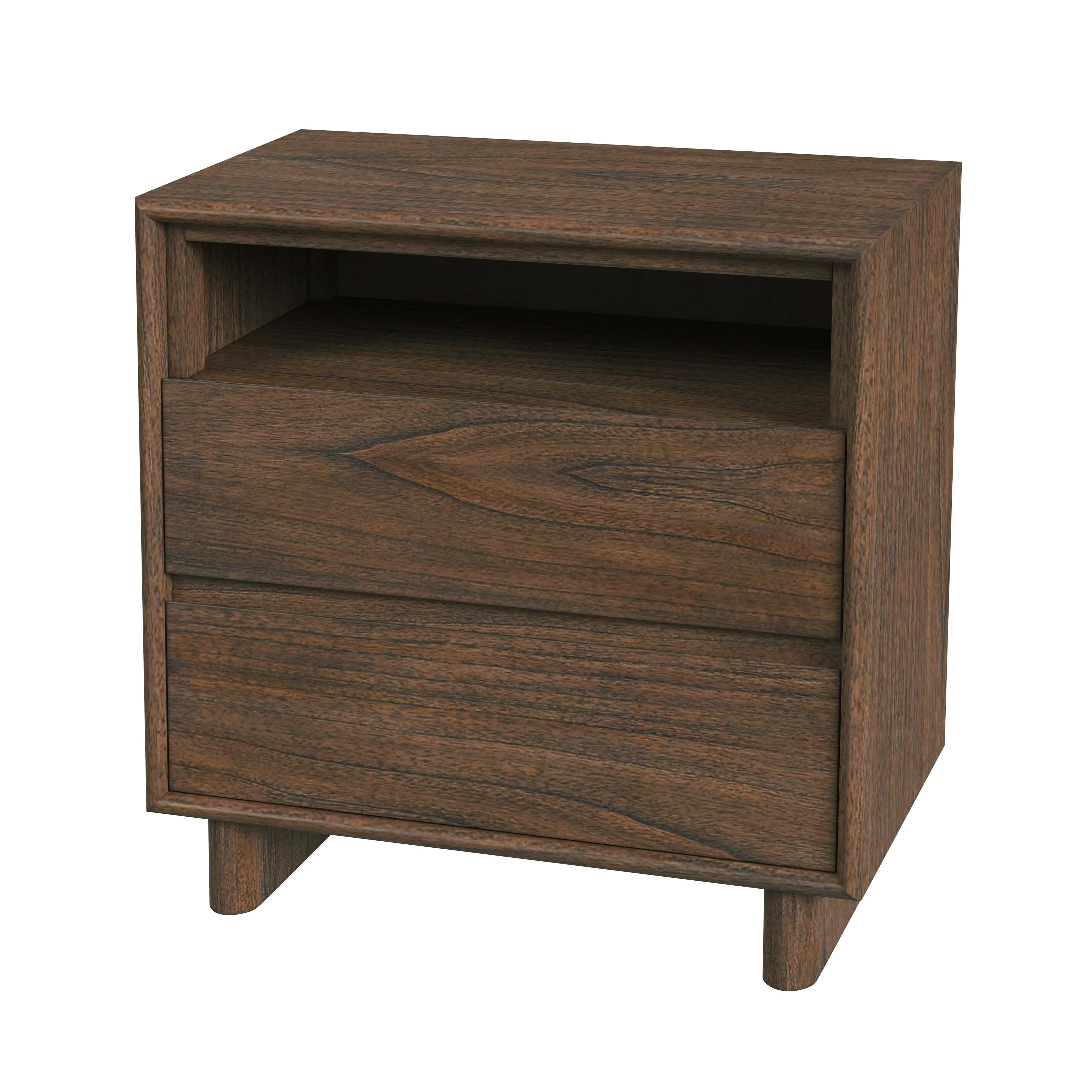 Halmstad Wood Panel 2 Drawer Nightstand in Brown  5768188