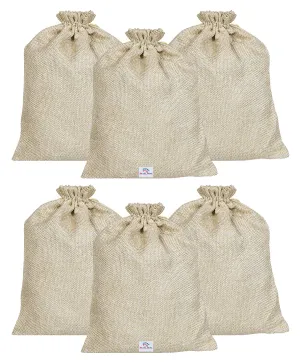 Heart Home Jute Large Size Gift Bags with Drawstring for Gifts Jewelry and Storage-Pack of 3 (Gold)