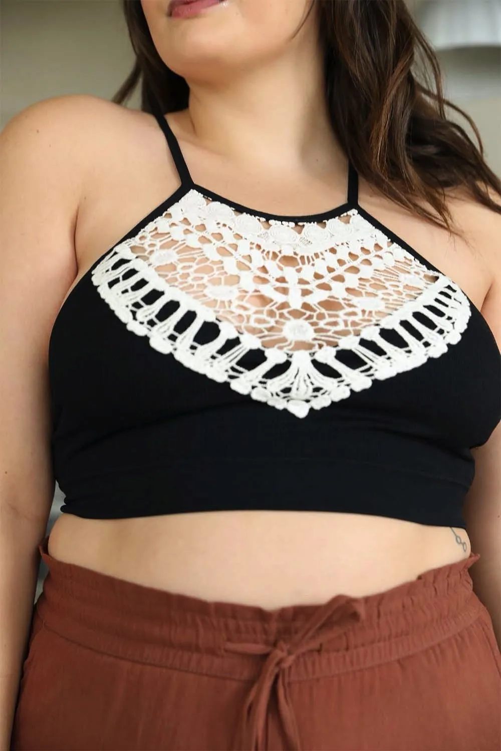 High Neck Crochet Lace Bralette