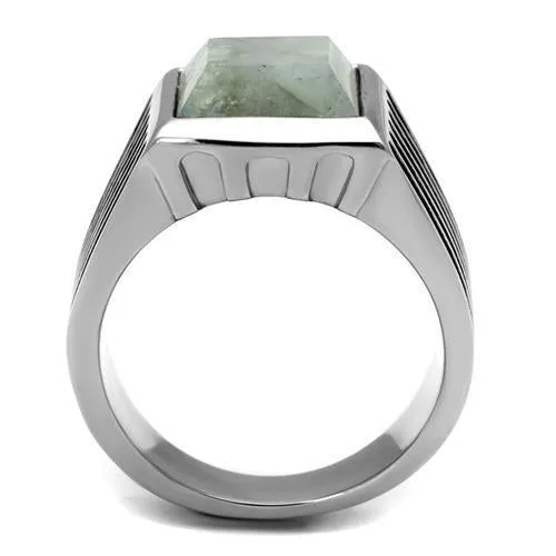 High polished (no plating) Stainless Steel Ring with Synthetic Twinkling in Gray for Women Style TK3113