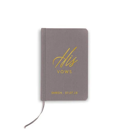 His Linen Wedding Ceremony Vows Journal Book