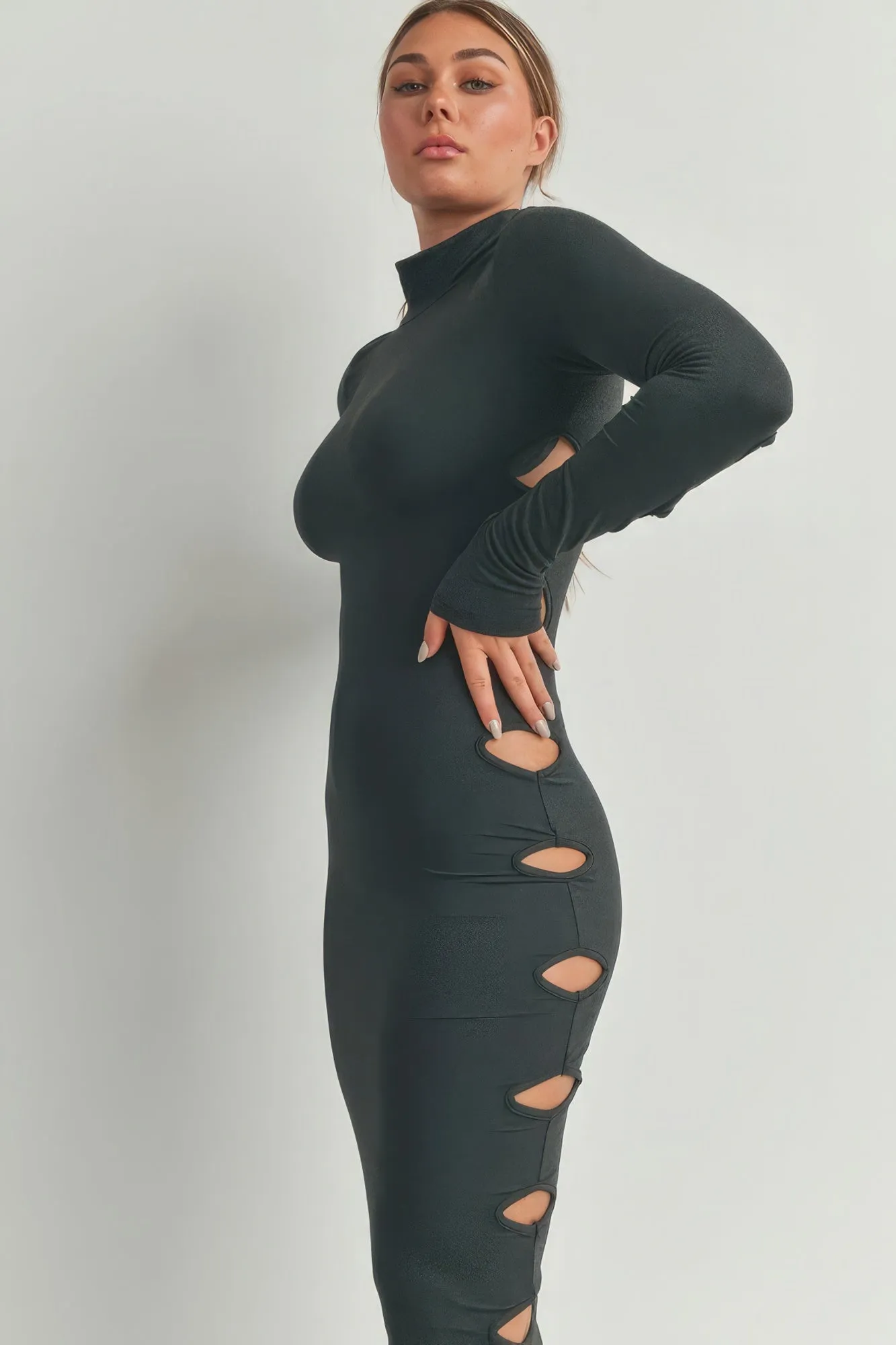 Hot Girl Calabria Cutout Detail Maxi Dress In Charcoal