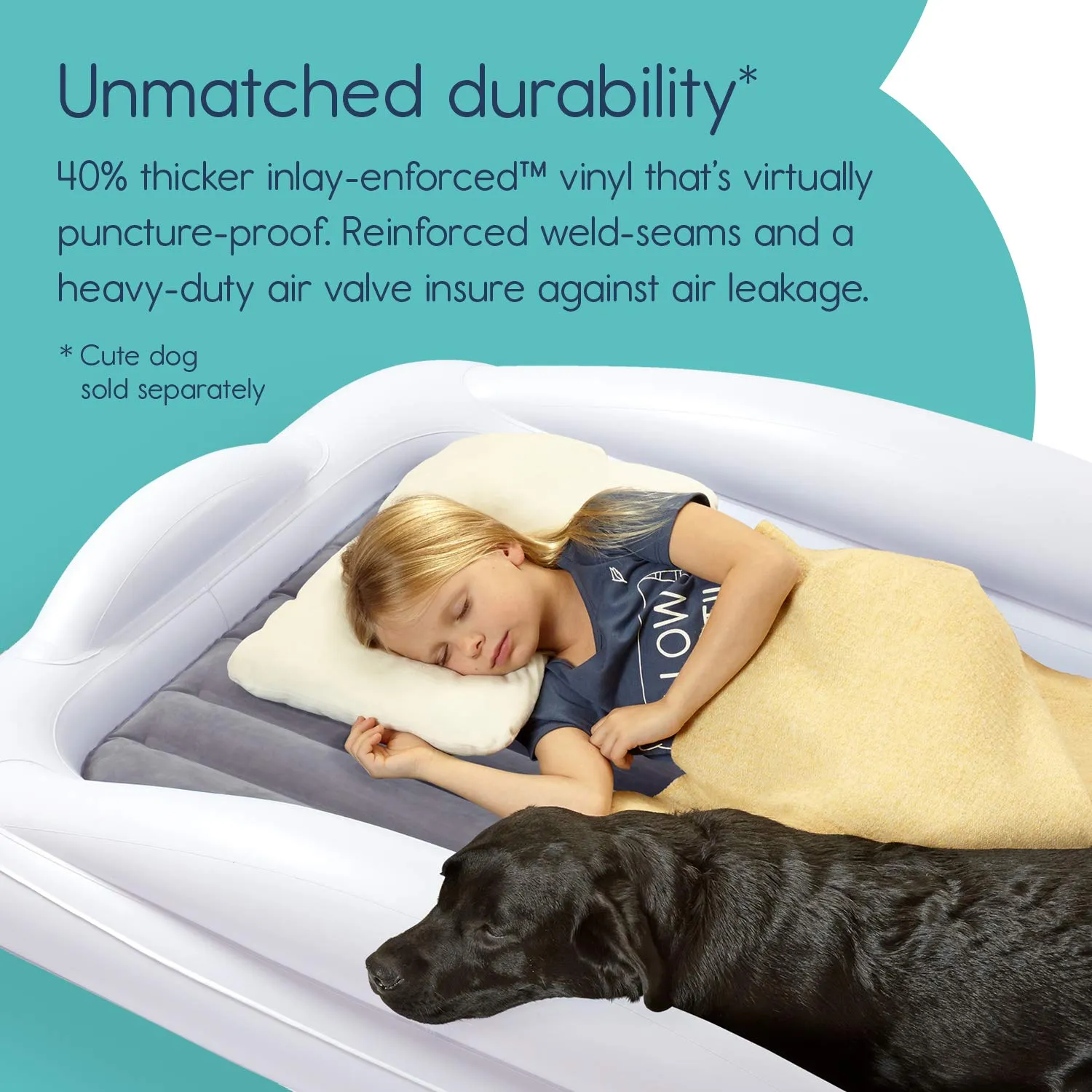 Inflatable Toddler Travel Bed with Safety Bumpers.