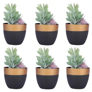 Kuber Industries Artificial Plants for Home Décor|Natural Looking Indoor Fake Plants with Pot|Artificial Flowers for Decoration-Pack of 6 (Green)