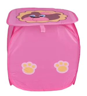 Kuber Industries Butterfly Print Polyster Foldable Laundry Organiser With Lid & Handles (Pink)-HS_38_KUBMART21182