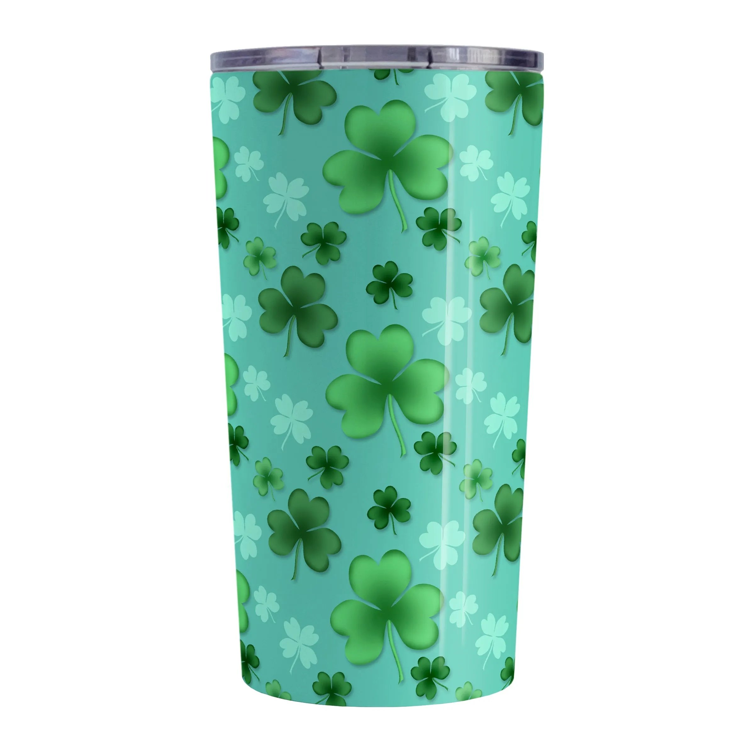 Lucky Clover Pattern Teal and Green Tumbler Cup