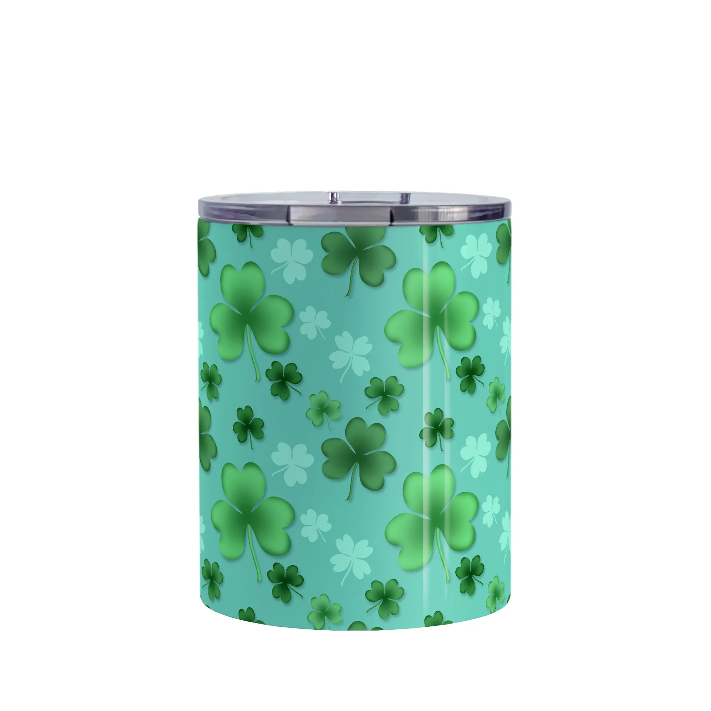 Lucky Clover Pattern Teal and Green Tumbler Cup