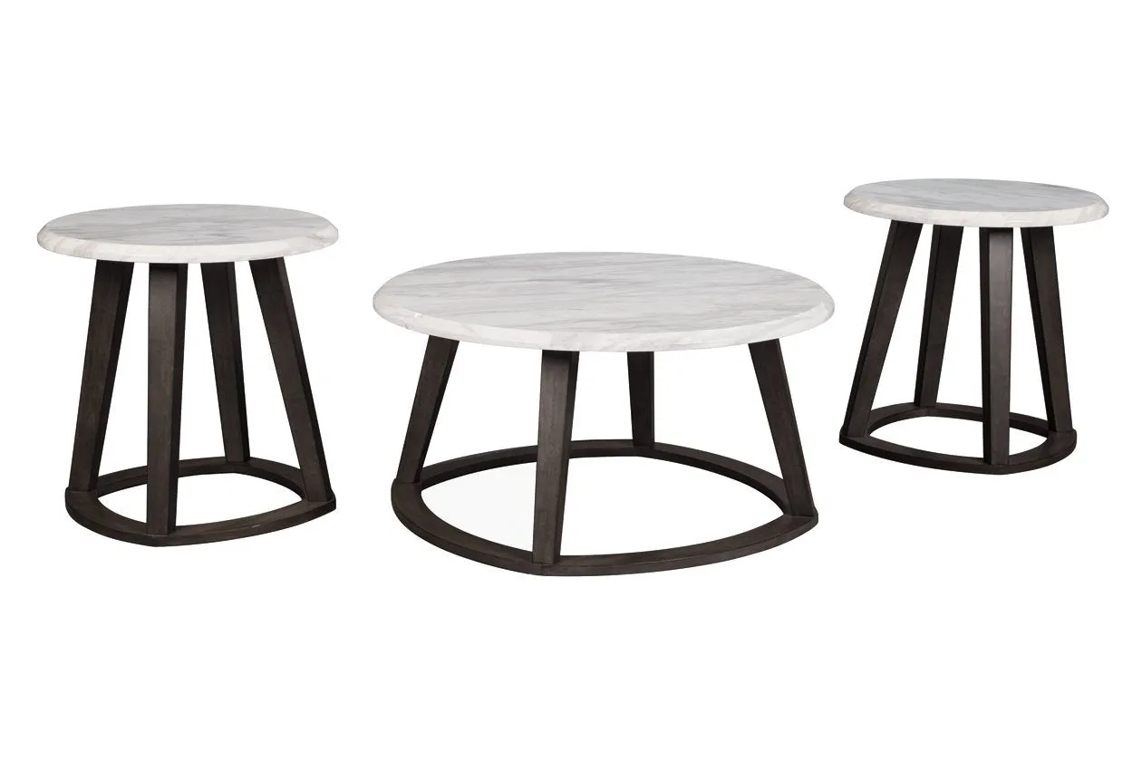 Luvoni White/Dark Charcoal Gray Table (Set of 3)