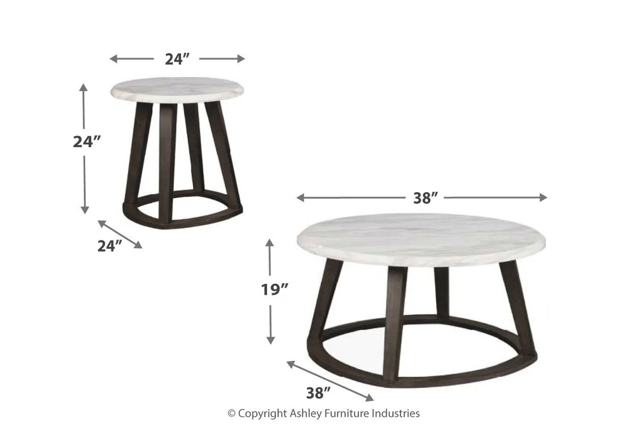 Luvoni White/Dark Charcoal Gray Table (Set of 3)