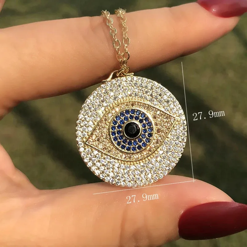 Luxury Evil Eye Pendant - Gold Micro Pave Zircon