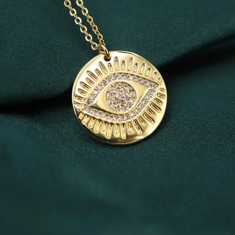 Luxury Evil Eye Pendant - Gold Micro Pave Zircon